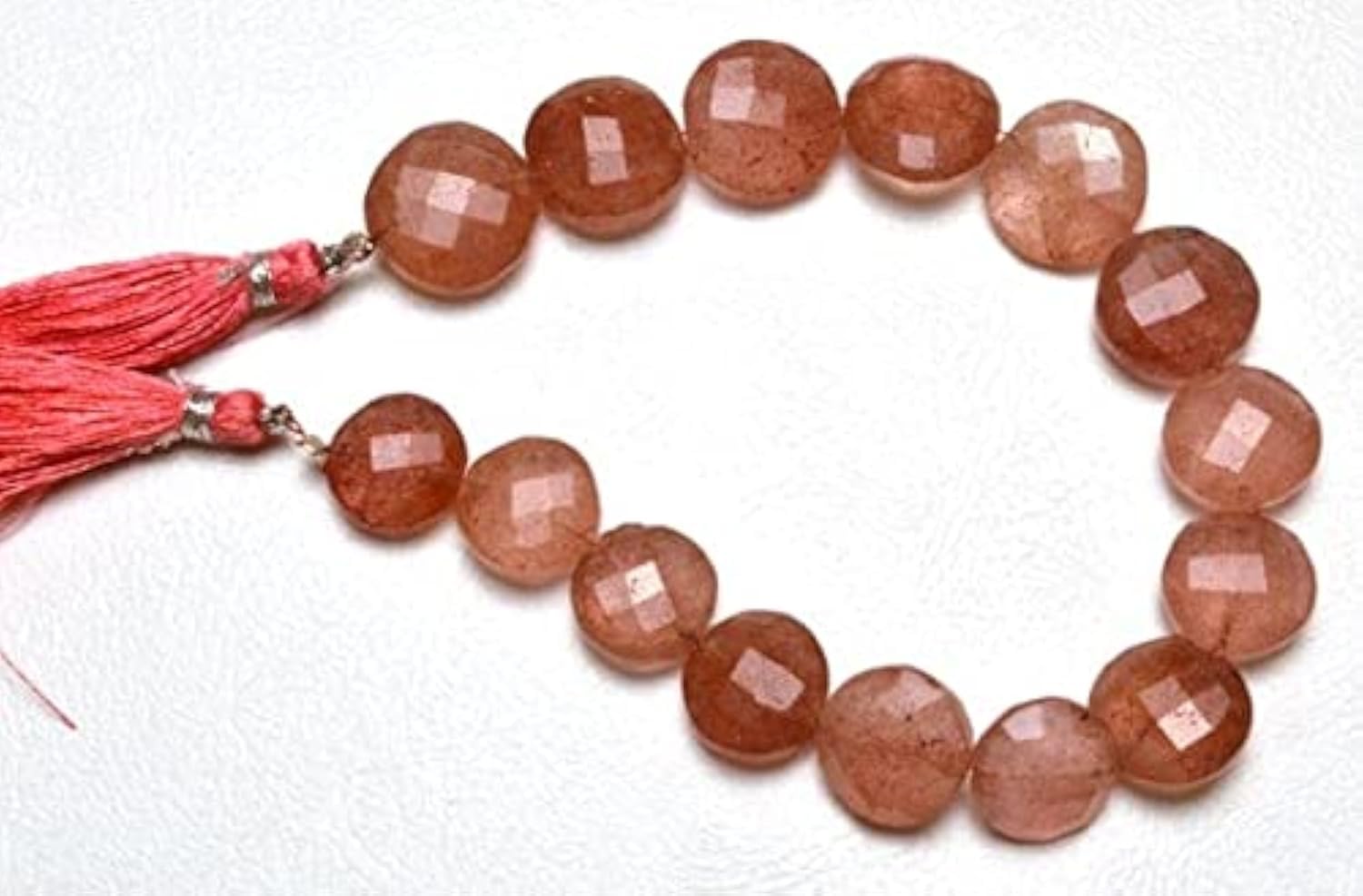 Quartz mousse fraise naturel perles anti-ternissement pour bijoux durables