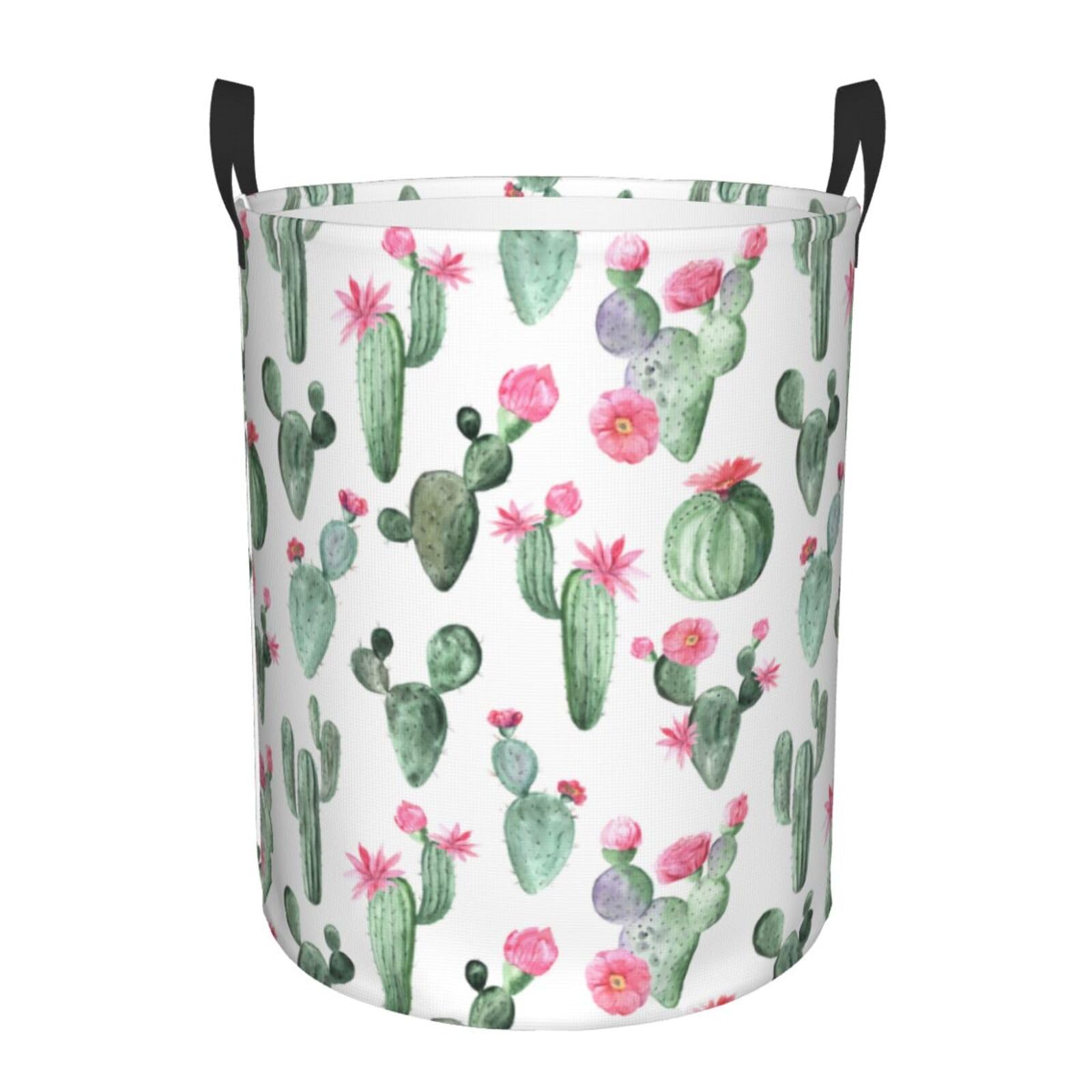 Laundry Basket Watercolor Cactus Laundry Hamper Waterproof Idea Hampers Large Collapsible Baskets with Handle Suitable for Bedroom Bathroom Utility Room Kitchen