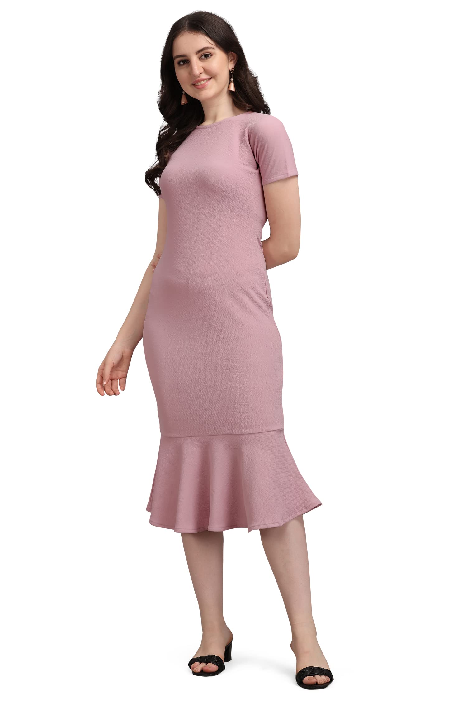 Purvaja Women's Corduroy Bodycon Midi Dress (Ruby-006-Lv-Xl_Light Violet