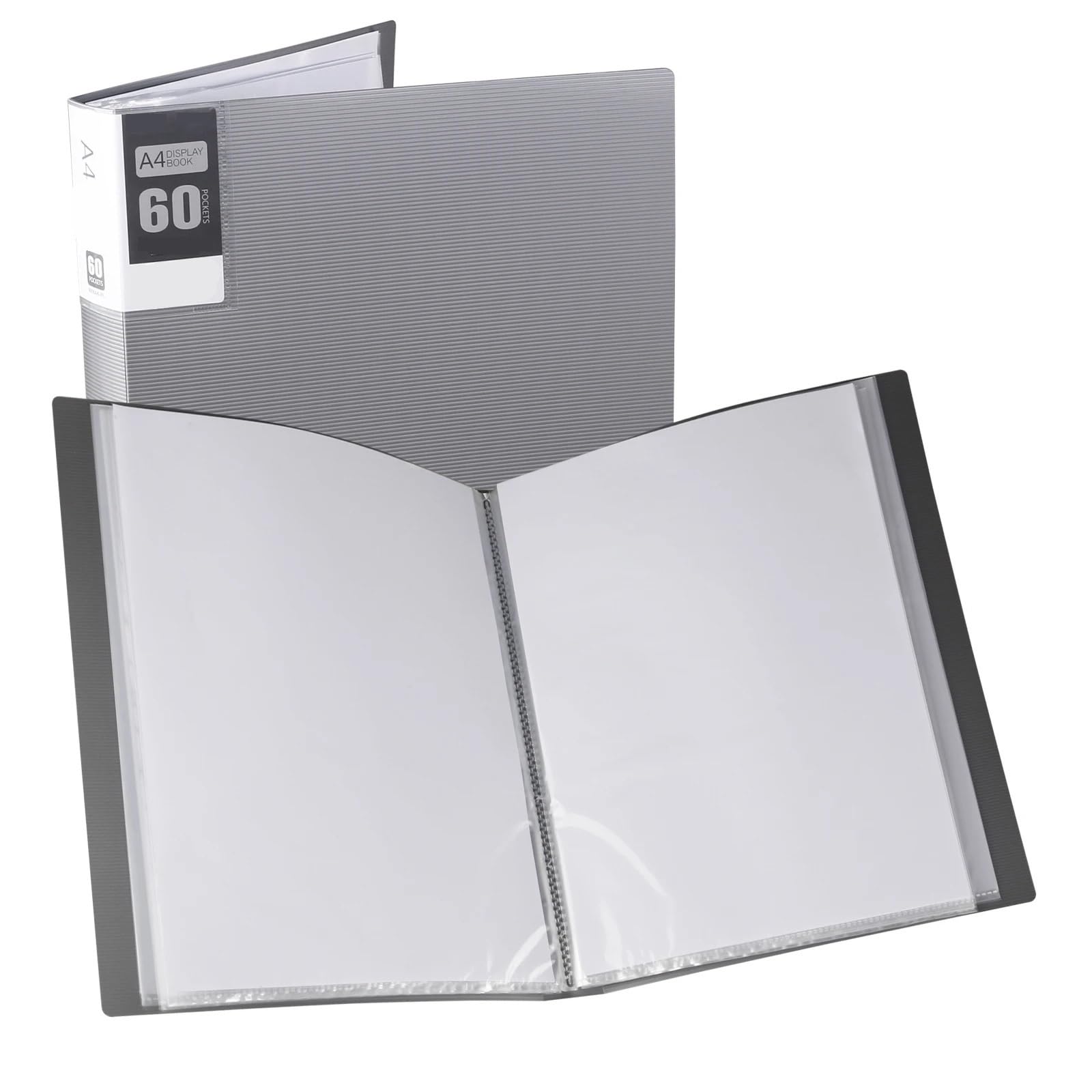 Carpeta A4 con fundas de plástico, carpeta portafolios 60 bolsillos, muestra documentos y certificados ilustraciones fotográficas, 2 uds Para Portafolio