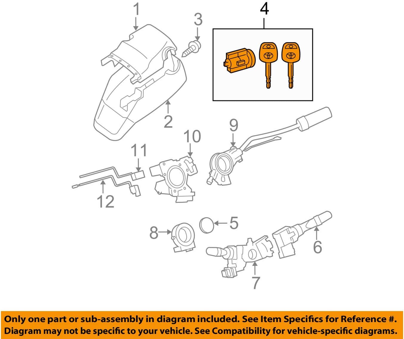 Toyota 69057-0C030 Ignition Lock Cylinder