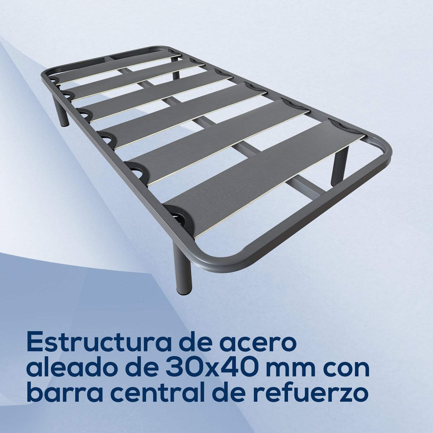 Duérmete Online - Cama Completa con Colchón Marko Reversible + Somier de Láminas Reforzado con 4 Patas Redondas Roscadas, 105 x 190