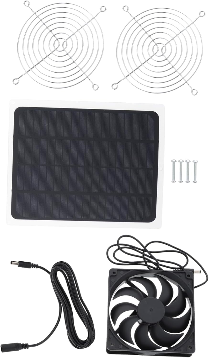 1set Solar Powered Fan for Greenhouses Chicken and Compact Solar Panel Exhaust Fan for Outdoor Cooling