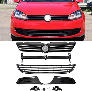 Upper & Lower Chrome Grille & Foglights Cover & 3PC Bumper Brackets Fit For VW Jetta 2011 2012 2013 2014 MK6