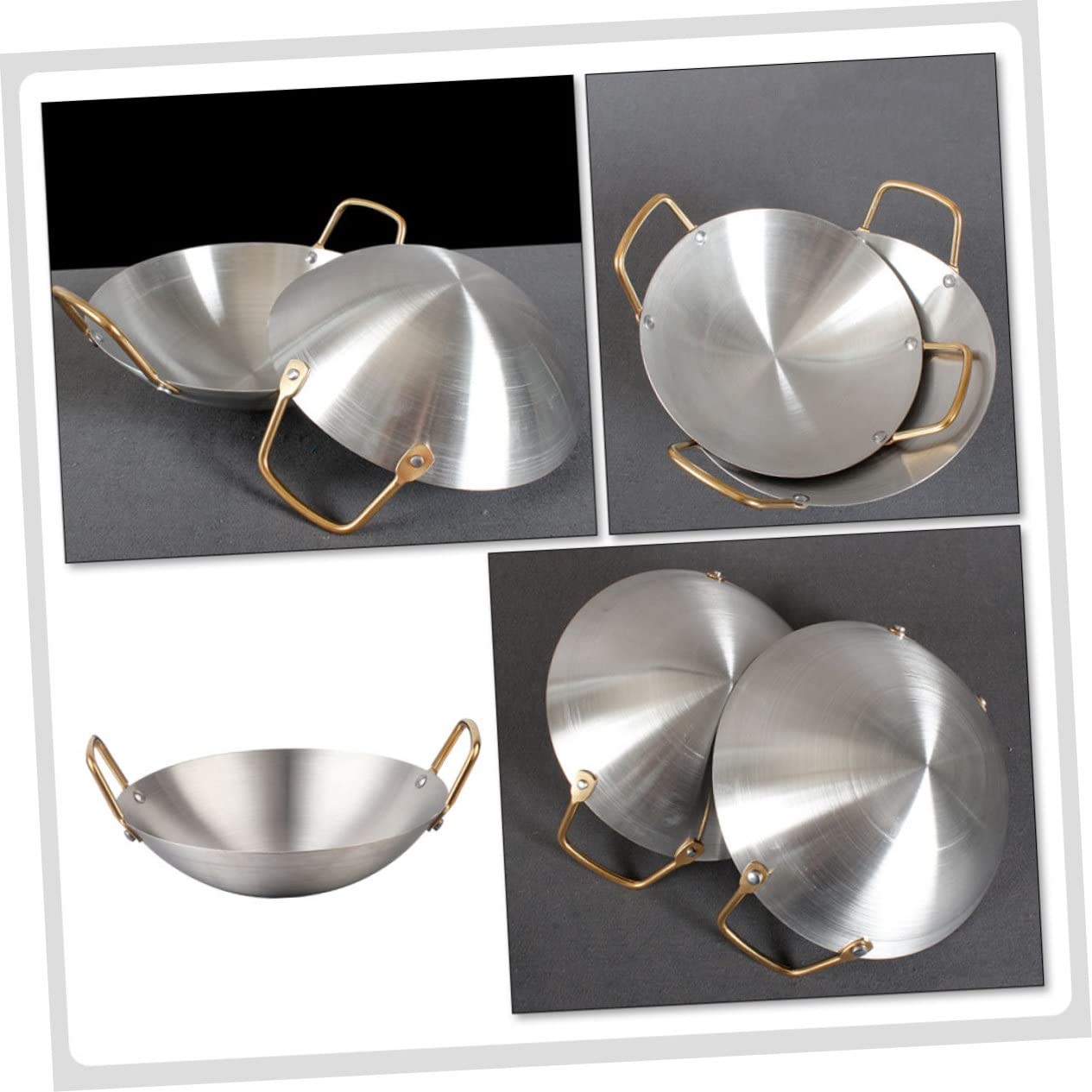 WBDWWTD Restauracja Wok Saute Patelnia ze stali nierdzewnej Metalowa patelnia Wok Patelnia Suchy garnek Domowy suchy garnek Żeliwna patelnia Wok Naczynia kuchenne ze stali nierdzewnej Shabu Gorący