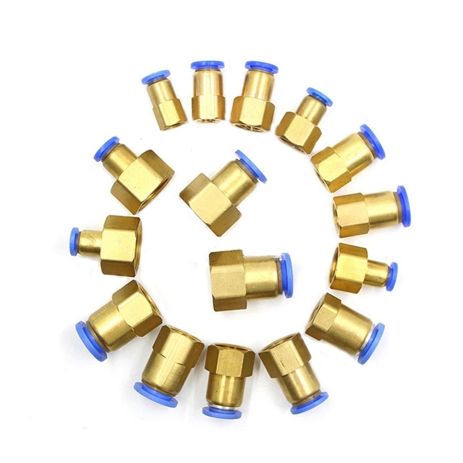 Universal-Luftanschluss-Set aus Messing, 4–12 mm Rohr + 1/8/1/4/3/8/1/2 Innengewinde, Schnellverschluss, 10 Stück(45870)