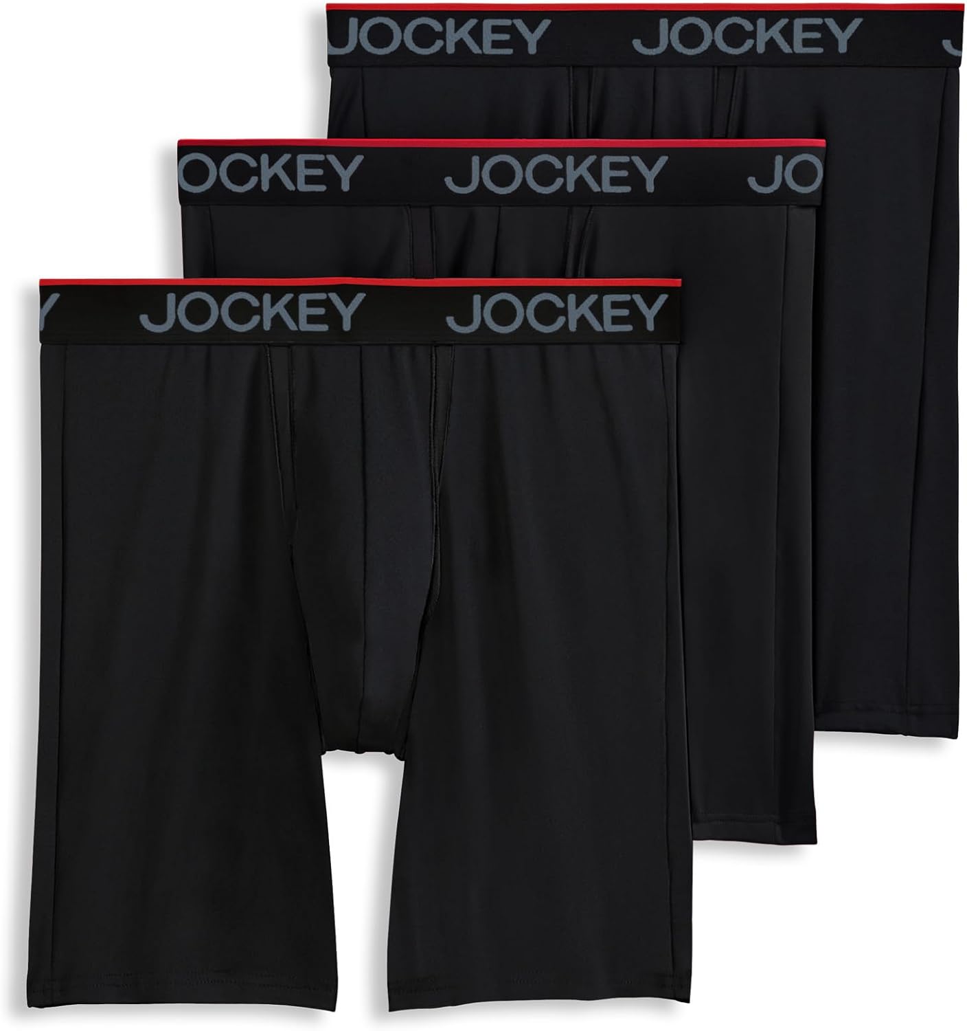 Jockey Men's Underwear Chafe Proof Pouch Microfiber 8.5" Long Leg Boxer Brief - 3 Pack