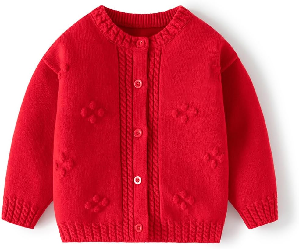 Toddler Baby Girls Cotton Knit Jacquard Sweater Cardigan, Crew Neck Spring Coat Sweater Long Sleeve Clothes Warm Tops Toddler Baby Girls Cotton Knit Jacquard Sweater Cardigan, Crew Neck Spring Coat Sweater Long Sleeve Clothes Warm Tops