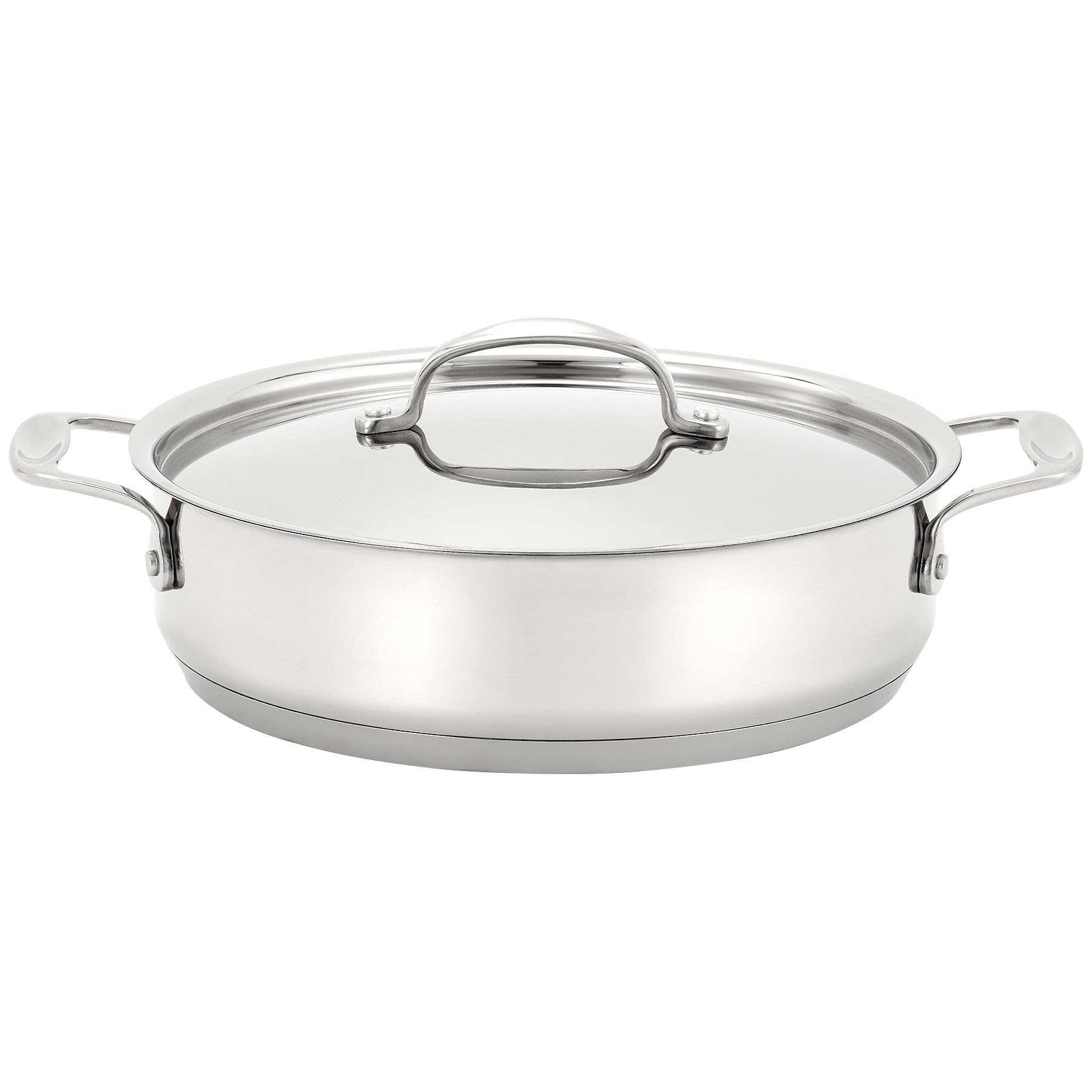 Stellar Profile 24cm Shallow Casserole Pan – 2L Stainless Steel Uncoated Saute Pan with Twin Handles – Induction Hob Compatible, Dishwasher & Oven Safe, Uncoated & PFAS-Free — image 1