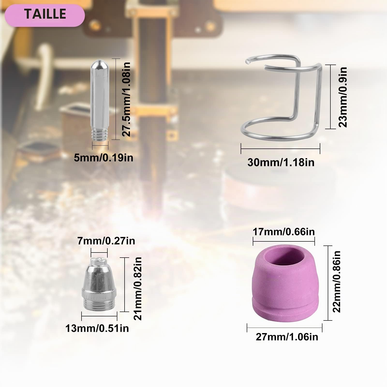 26 Pièces WSD-60P P60 Consommables Plasma Decoupeur Plasma Parkside, SWAWIS Consommables de Découpeuse Plasma Accessoire Decoupeur Plasma Electrode Tip Buse