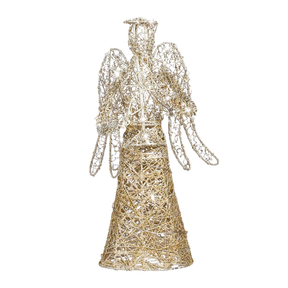 PRETYZOOM Weihnachtsbaumspitze, exquisiter Glitzer-Engel-Baumspitze, heller Engel Baumspitze, Figur, Eisengel, Baumkrone, Ornament für Weihnachten, Festival, Zuhause, Büro, Schreibtisch-Dekoration