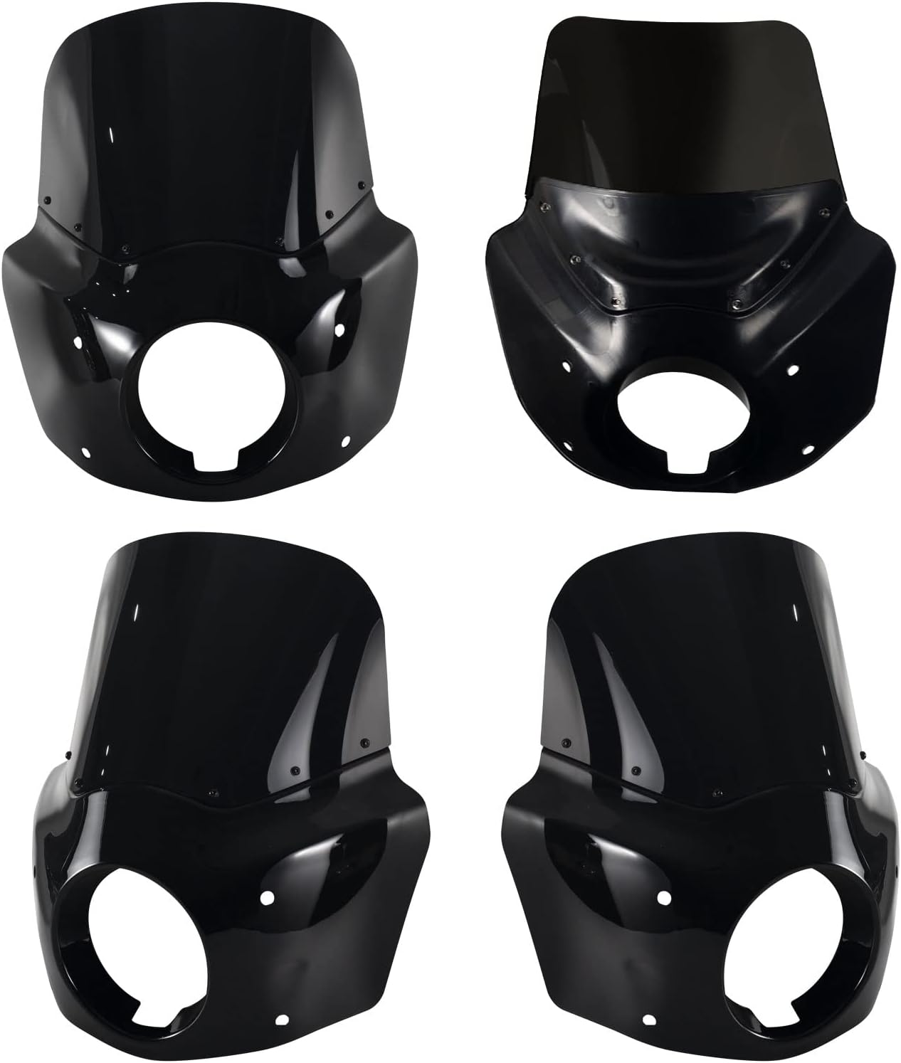 FATECIM Motorcycle 5.75" Headlight Fairing with 11" Dark Smoke Windshield Windscreen & 48-58mm Mounting Kit Headlight Extension Block For Harley 2018 2019 2020 2021 2022 Softail FXBB Street Bob