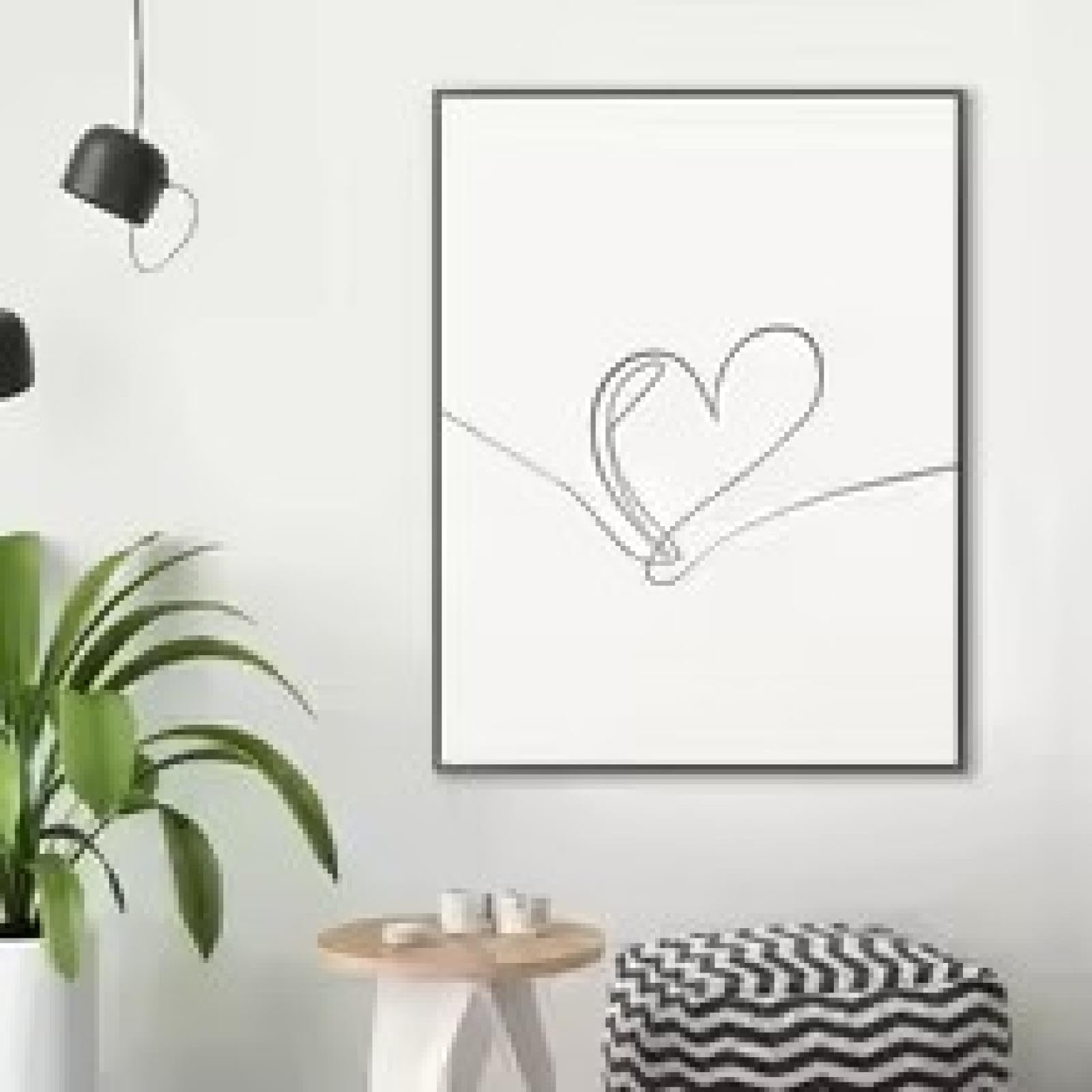 Dessin au trait de cœur poétique pour une décoration maison chaleureuse
