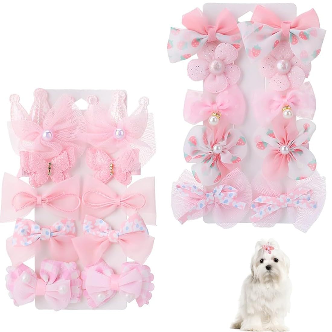 20 Pcs Barrettes pour Chiens, Styles Mixtes Petit Chien Rose Pinces à Cheveux Chat Chiot Pet Cheveux Arcs, Accessoires de Toilettage Bowknot pour Poils de Petit Chien, Accessoires pour Chien