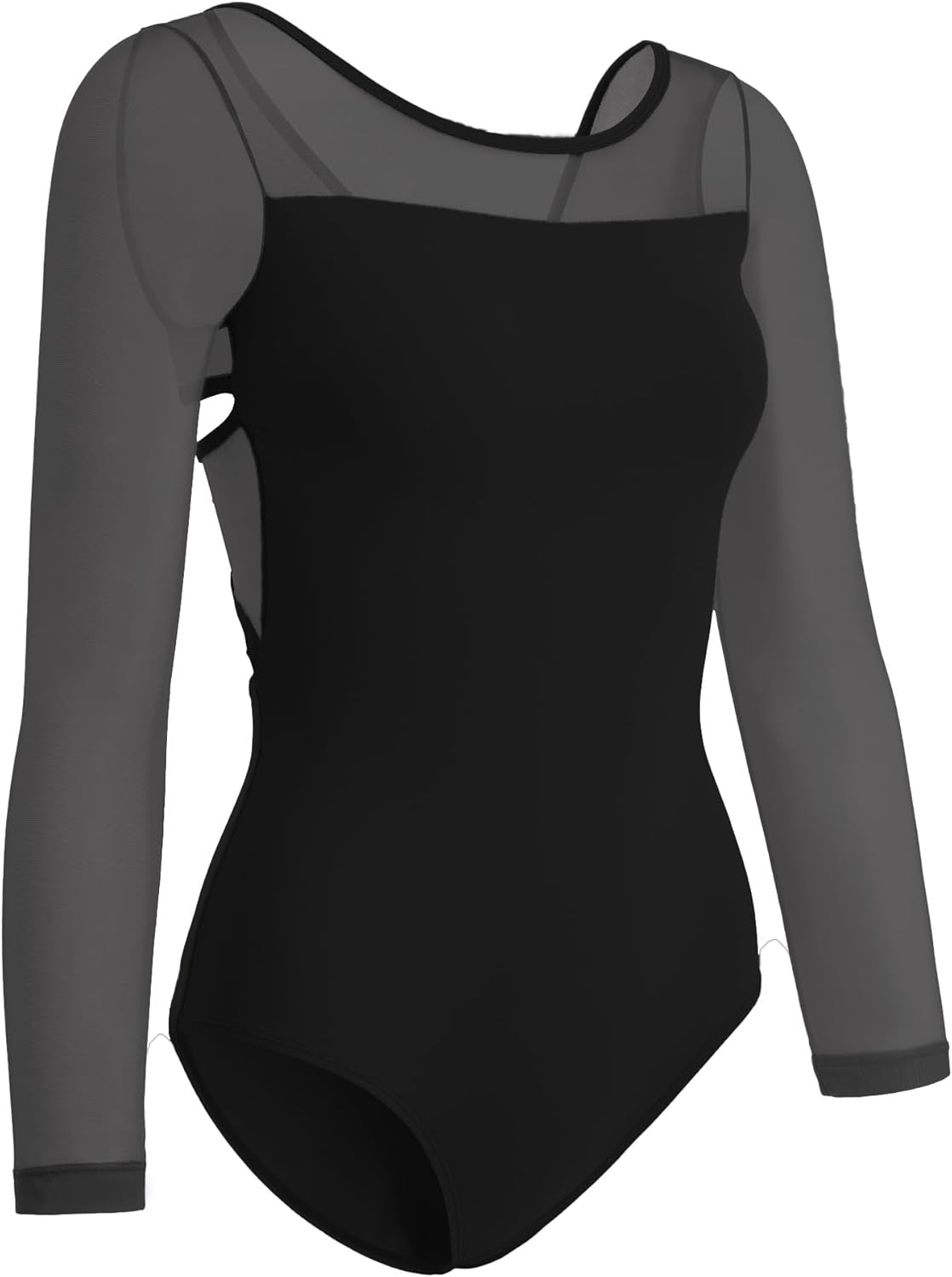 Women's Mesh bowknot Back Ballet Leotard with Sheer long Sleeves dance Unitard, AT04CX