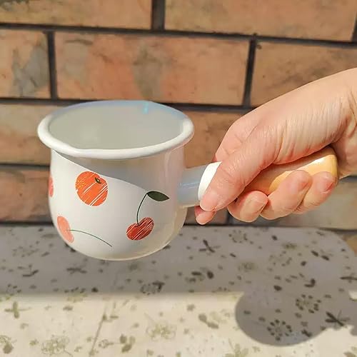 Miniatura 4 de YumCute Home Molde de leche esmaltada, mini calentador de mantequilla de 4 pulgadas, 17 onzas, calentador de leche, cacerola pequeña con mango de