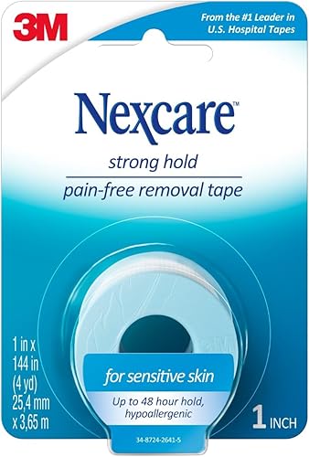 Miniatura 15 de Nexcare Cinta adhesiva de extracción sin dolor y fuerte agarre para piel sensible, 1 pulgada x 4 yardas, 1 rollo