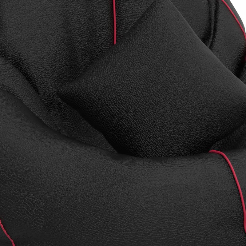 Image of Biggie Bean Bag Chair with Beans Filled 4XL The Evergreen Classics Bean Bag-with 3D Highlights-Styled for Elegance with Free Cushion & Footrest (Matching Color : 3D Piping Black Pink)