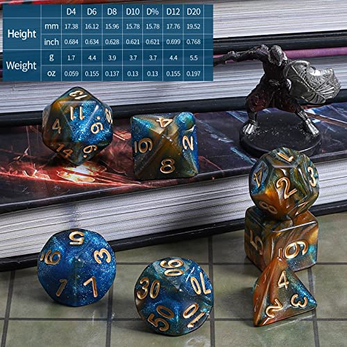 Image of CiaraQ 7pcs Polyhedral Dice Set for Dungeon and Dragons MTG Table Games