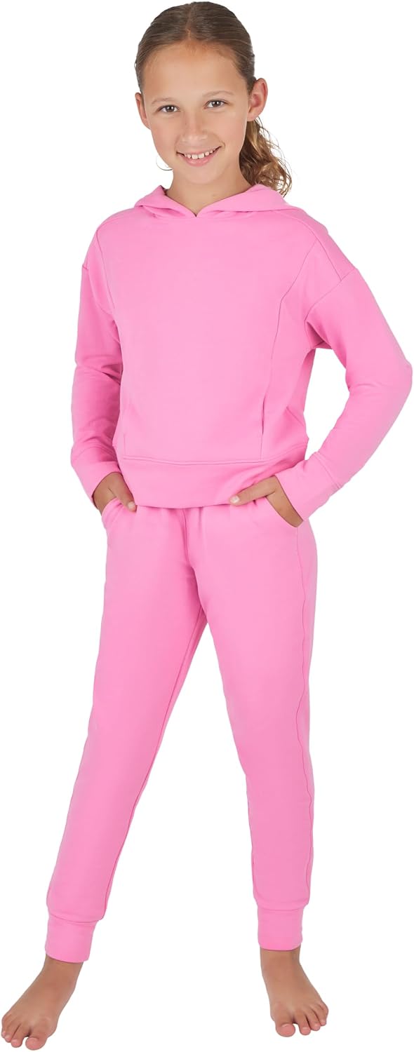 Yogalicious Girls Sweatsuit 2 Piece Brushed Pullover Hoodie and Jogger Outfit Set