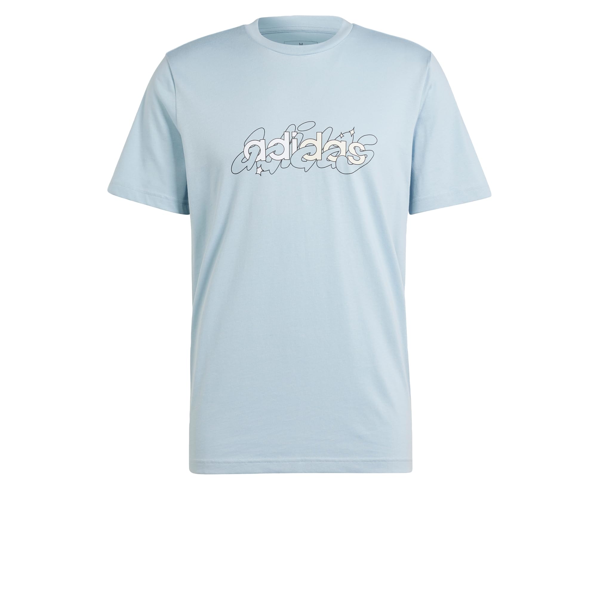 adidas Men's Illustrated Linear Graphic Tee, Wonder Blue, M