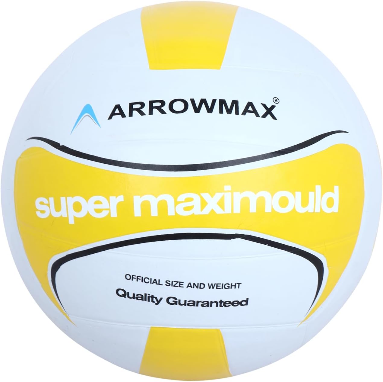 ArrowMax Maximould Rubber Moulded Volleyball for Indoor and Outdoor, Beach Volleyball Soft Touch for Outdoor/Indoor Game Balls (Yellow-Pack of 1)
