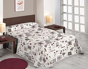 SABANALIA - Colcha Estampada Love (Disponible en Varios tamaños), Cama 80 - (170 x 280)
