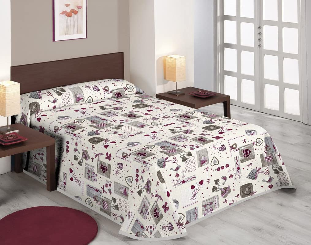 SABANALIA - Colcha Estampada Love (Disponible en Varios tamaños), Cama 135 - (230 x 280)