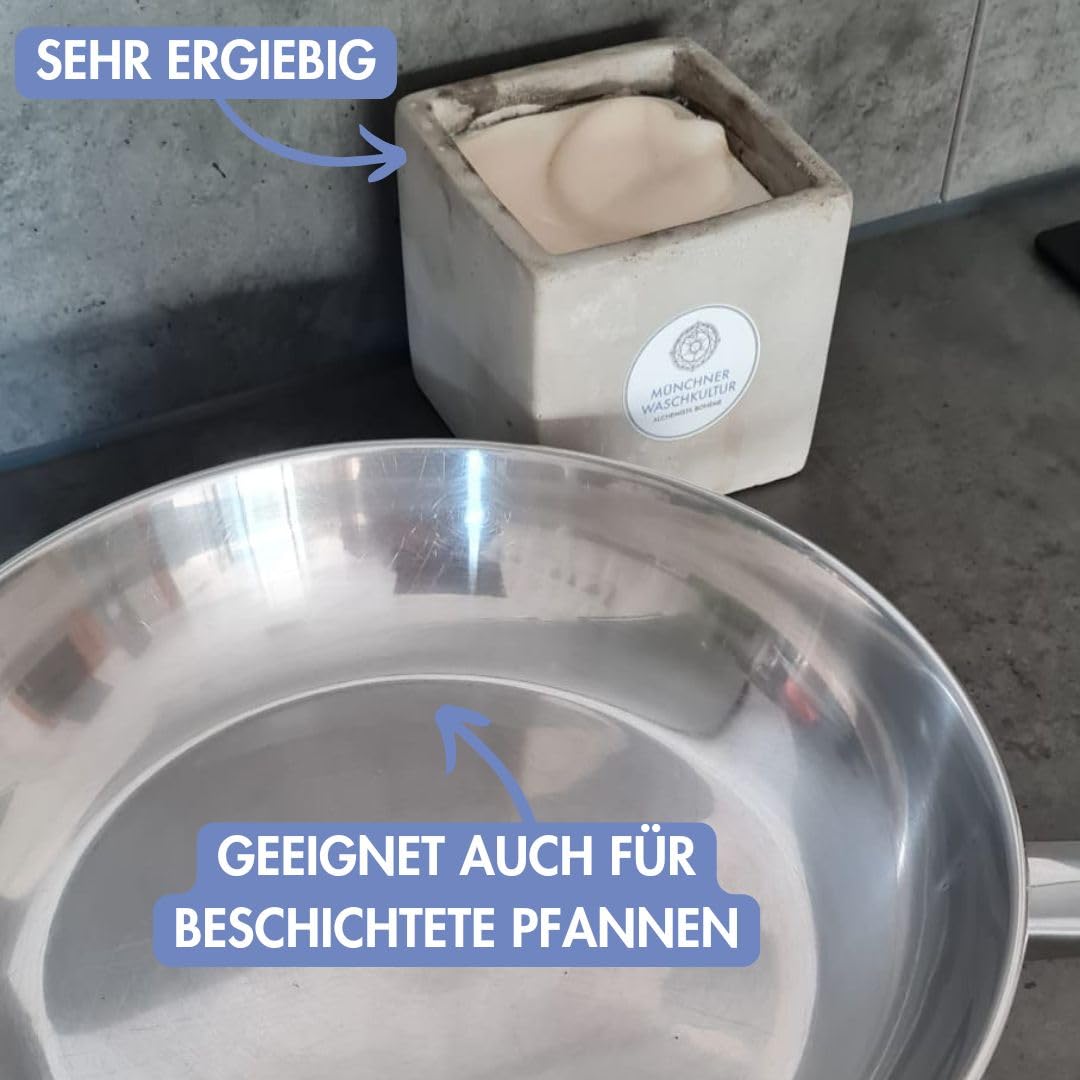 Spülseife, Festes Spülmittel, Geschirrseife im stabilen Betonblock | Vegan | Palmölfrei | Biologisch abbaubar | 300 Gramm