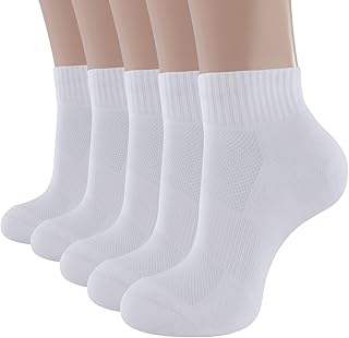 BUDERMMY Women's Socks 39-42 35-38 5 Pairs Cotton Sports Socks Breathable Anti-Bubble Short Trainer Socks Padded Running Socks