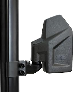UTV Rear View Side Mirror Kit (2 Pack) - Compatible With Non-Round Cage Bar - Break Away and Adjustable - High Impact Shatter Proof Tempered Glass (Driver and Passenger Side)