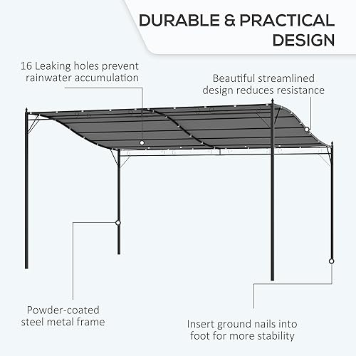 Miniatura 48 de Outsunny Pérgola de aluminio para patio de 10 x 13 pies con toldo retráctil para pérgola, refugio de sombra para porche, fiesta al aire libre, Marrón