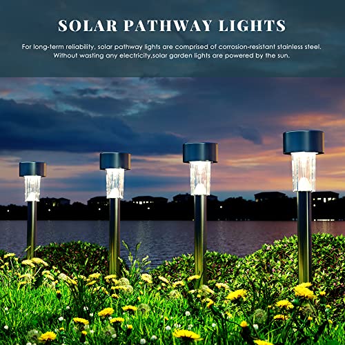 Solpex 16 Pack Solar Outdoor Lights Pathway, Stainless Steel Solar Lights Outdoor Waterproof,Led Landscape Lighting Solar Walkway Lights For Landscape/Patio/Lawn/Yard/Driveway-Cold White #TOP1