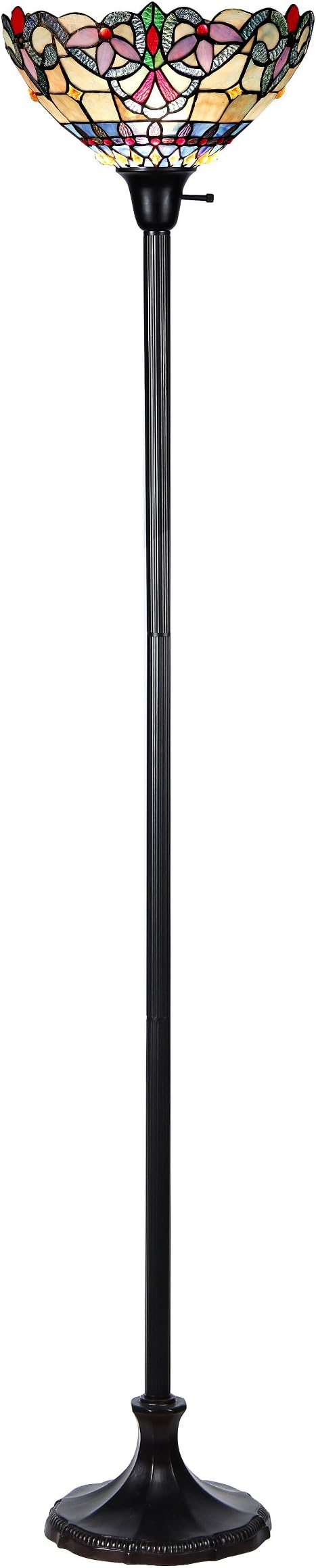 Chloe Lighting CH33381VB14-TF1 Grenville Tiffany-Style Victorian 1 Light Torchiere Floor Lamp, 70.5" x 14.1" x 14.1"