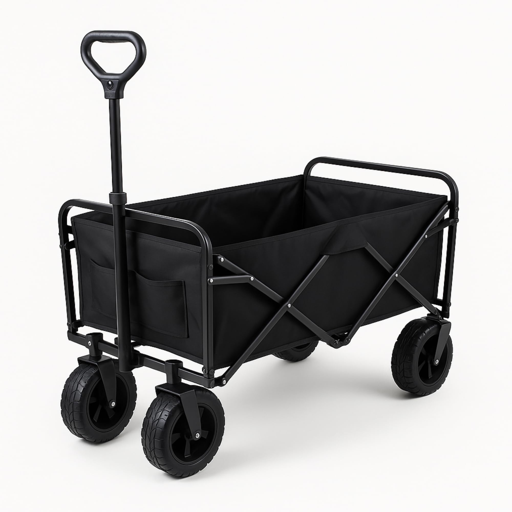 Virosa Black 200L Heavy Duty Foldable Wagon Trolley – All-Terrain Outdoor Utility Cart With Thick Tyres & Handle – Collapsible Garden, Camping, Beach & Festival Cart –