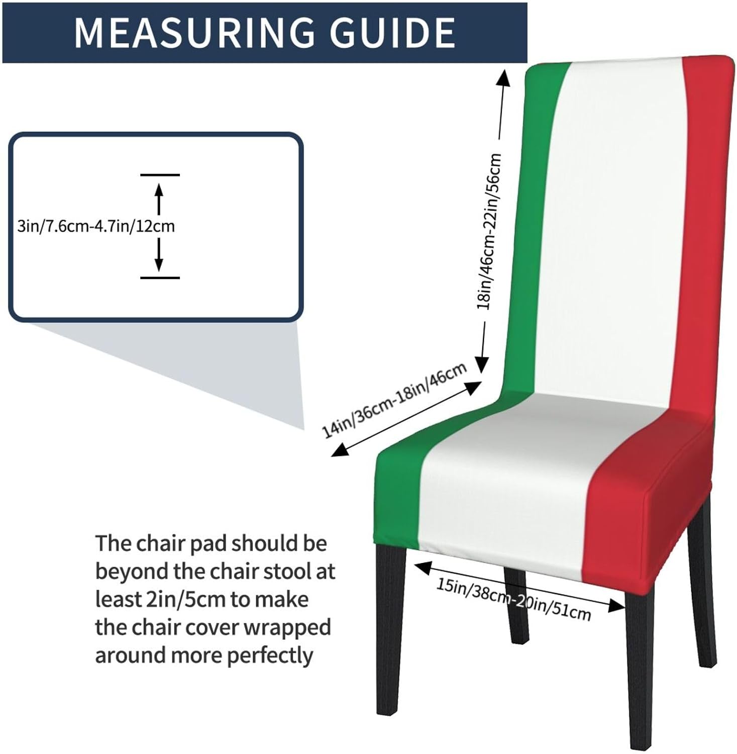Italy Flag Prints Protection Cover for Dining Chair - Stretchable Chair Throw Covers for Dining Room, Hotel Event Party