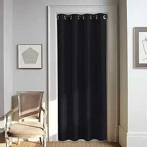 NICETOWN Black Blackout Curtain 80 inch Length - Grommet Thermal Insulated Window Treatments Light & Sound Blocking Drapes for Living Room/Doorway, W46 x L80, 1 Panel