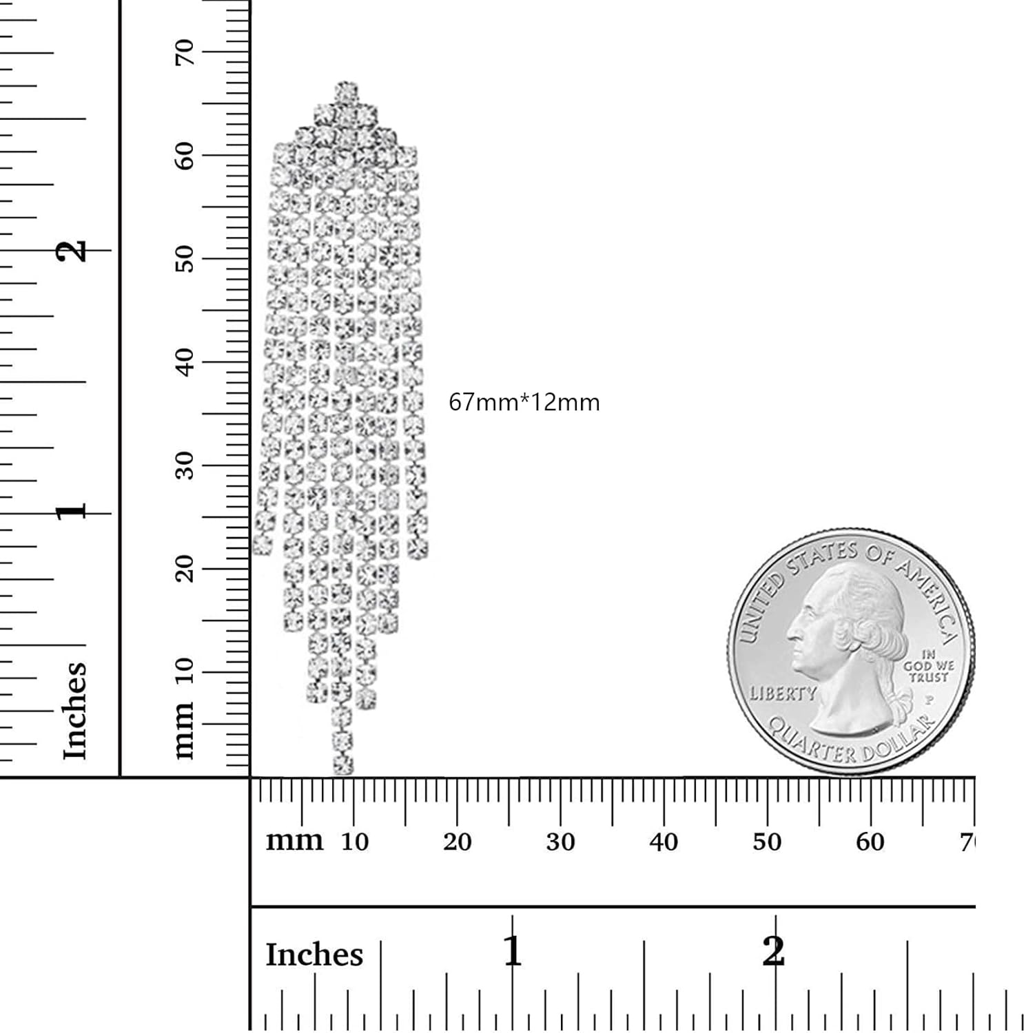 Rhinestone Earrings Dangling for Women Chandelier Statement Tassel Earrings Girls Silver Sparkly Drop Cubic Zirconia Crystal Earrings Long Dangle Costume Jewelry - Image 2