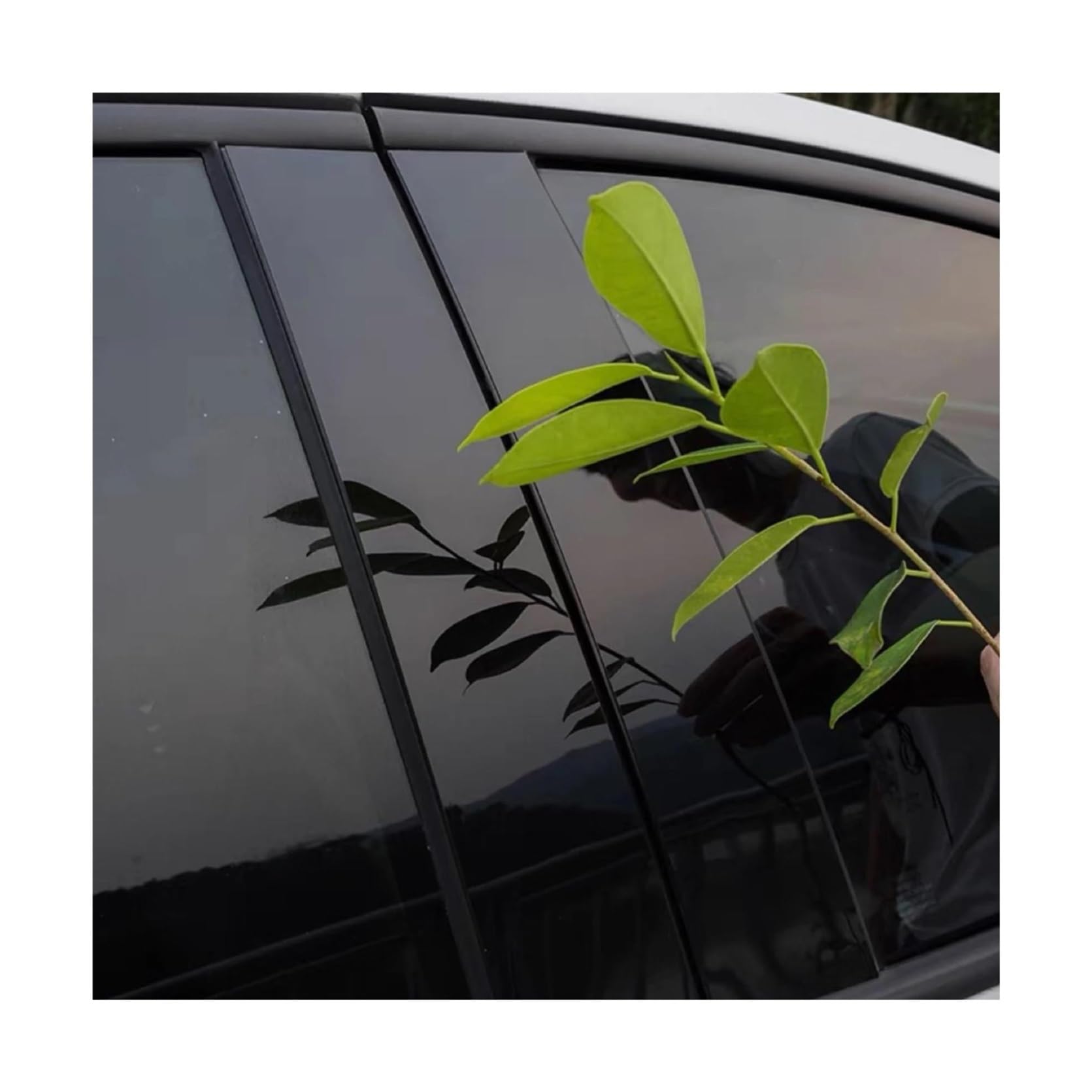 for Toyota for Hilux 2015-2021 Window Moulding B C Center Sticker Cover 6Pcs Silver Carbon Glossy Black Pillar Posts ATGCBCAUF(Glossy Black)