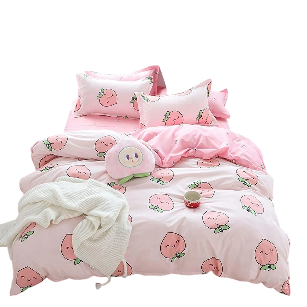 Homewish Aangepaste eerste I Kid Quilt Cover Dubbel voor Meisjes Coquette Boog Bed Set Prinses Stijlvol Esthetisch Dekbedovertrek Monogram Cartoon Leuke Beddengoed Set met Chic Rose Bloemen Ontwerp (I