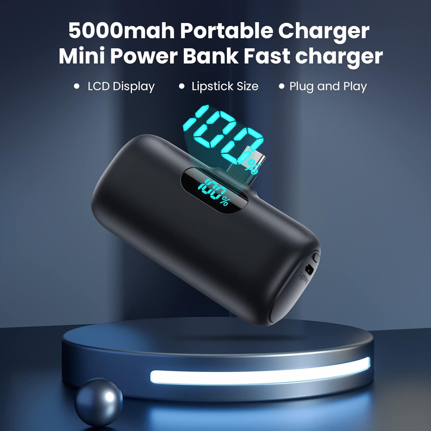 Mini Power Bank USB C 5000mAh, 15W PD Ricarica Rapida Powerbank Ultra Compatto Caricabatterie Portatile Batteria Esterna con LED Display per iPhone 17/16/15, Samsung, Huawei ecc (2 pièces)