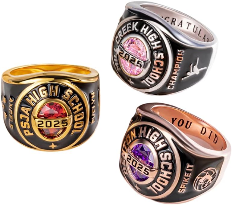 AILIN 925 Sterling Silver/Brass Custom Oval Shape Birthstone Class Rings For Men High School 2025 2026 Engraved Graduation Ring Personalized Logo College University Gifts For Women Unisex