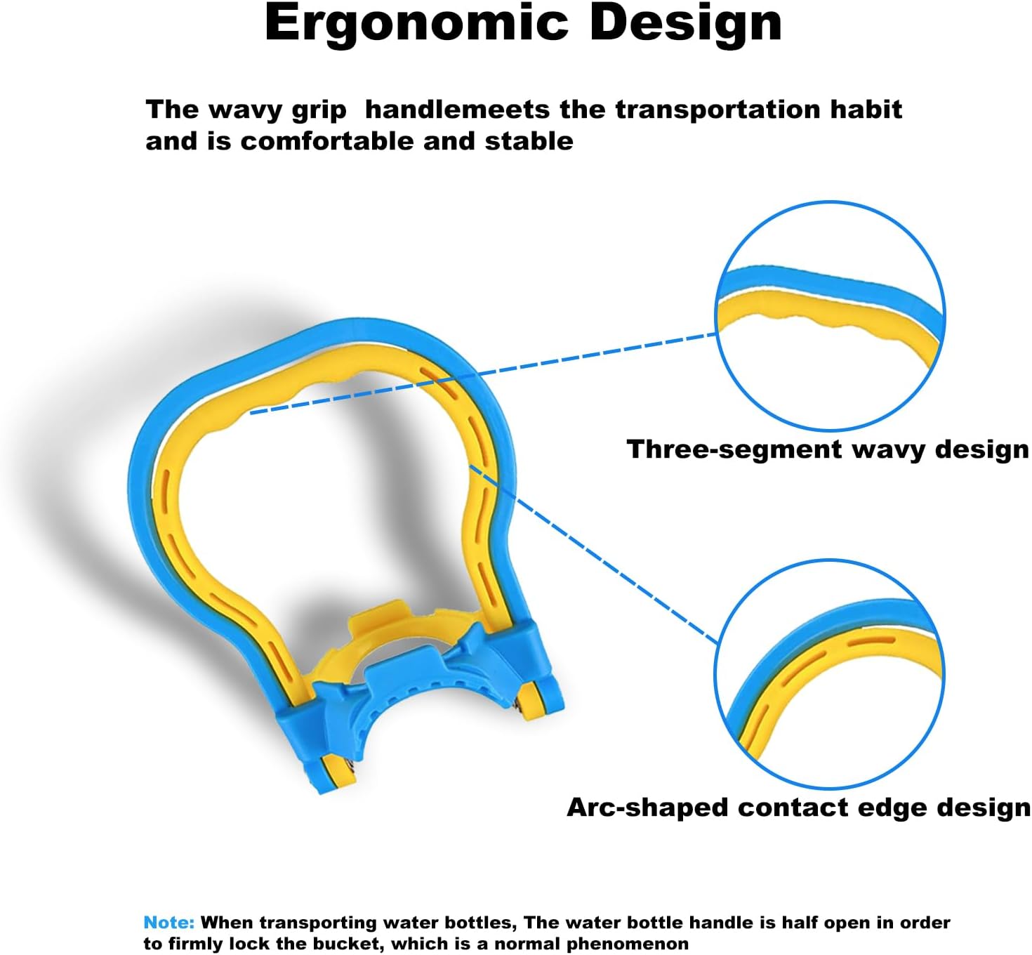 2Pcs 5 Gallon Water Bottle Handles Ergonomic Bottle Carrier Lifter, 4Pcs Food Grade Silicone Replacement Gallon Caps for 55mm Top Diameter Water Bottle for Easy Lifting and Transporting Water Bottles - Image 2