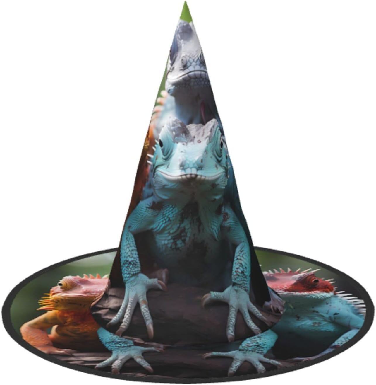 Halloween 4 colorful lizards Print Horn Hat for Party Cosplay