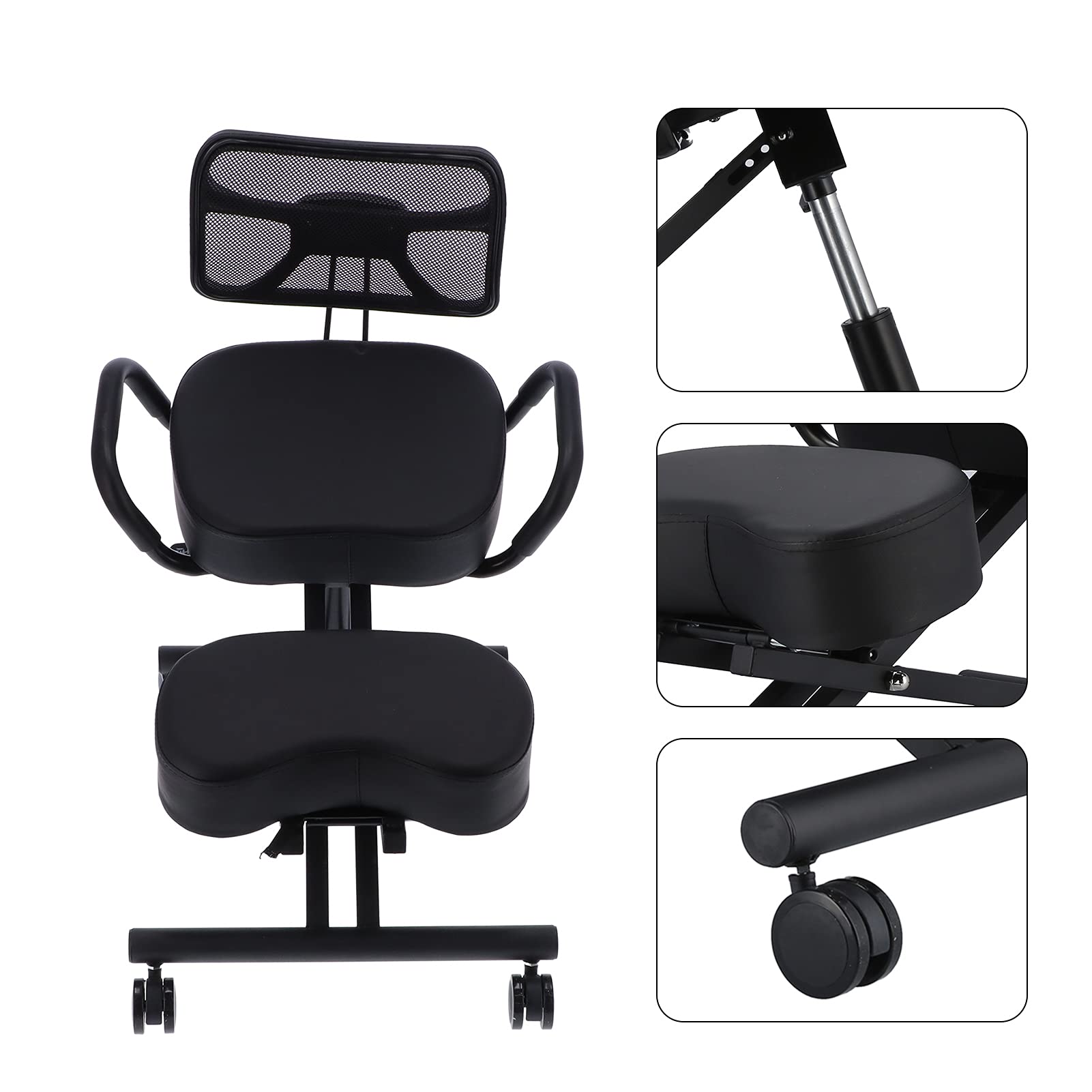 Ejoyous Chaise à Genoux Ergonomique, Chaise à Genoux à Support Dos avec Coussins Confortables, Améliorez Votre Posture avec Un Siège Incliné, Tabouret Réglable pour La Maison Et Le Bureau 74x46x90cm