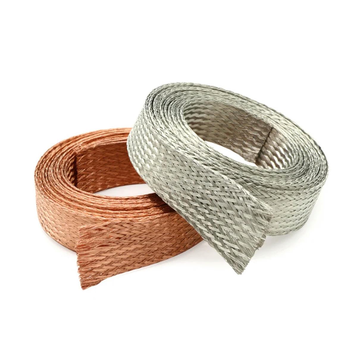 1/2/5 m Manchon tressé en cuivre étamé Largeur de placage 2~28 mm câble de Signal de Blindage Extensible Gaine métallique blindée - cuivre-Largeur 16 mm-5 mètres