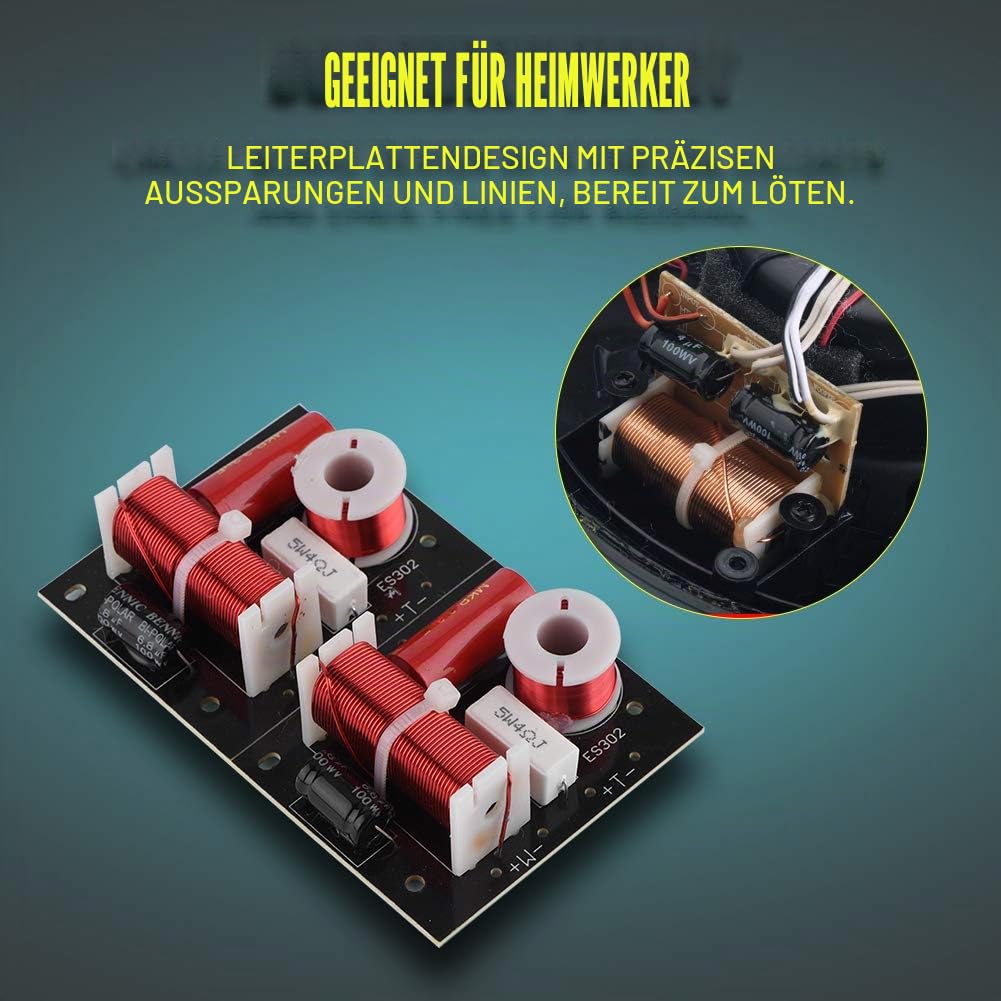 Fdit 2 x Frequenzsplitter für Lautsprecher, 400 W, Hoch/Bass, 2 Wege, 2 HiFi-Lautsprechereinheiten, 4 – 16 Ohm, Hochleistungs-Impedanz, Hi-Fi-Filter, Crossover-Audio, Woofer und DIY-Modul