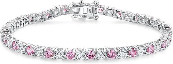 AGRULE Birthstone Tennis Bracelets Sterling Silver 3.5mm 5a Cubic Zirconia Amethyst, Aquamarine, Emerald, Ruby, Peridot or Blue Sapphire Tennis Bracelet for Women with Toggle Clasp, 7.25"