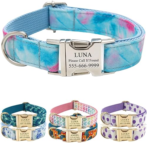 Miniatura 29 de PETDURO Collar de perro personalizado con nombre y teléfono grabado en hebilla de metal – Personalizado para perros medianos y grandes – Impresiones