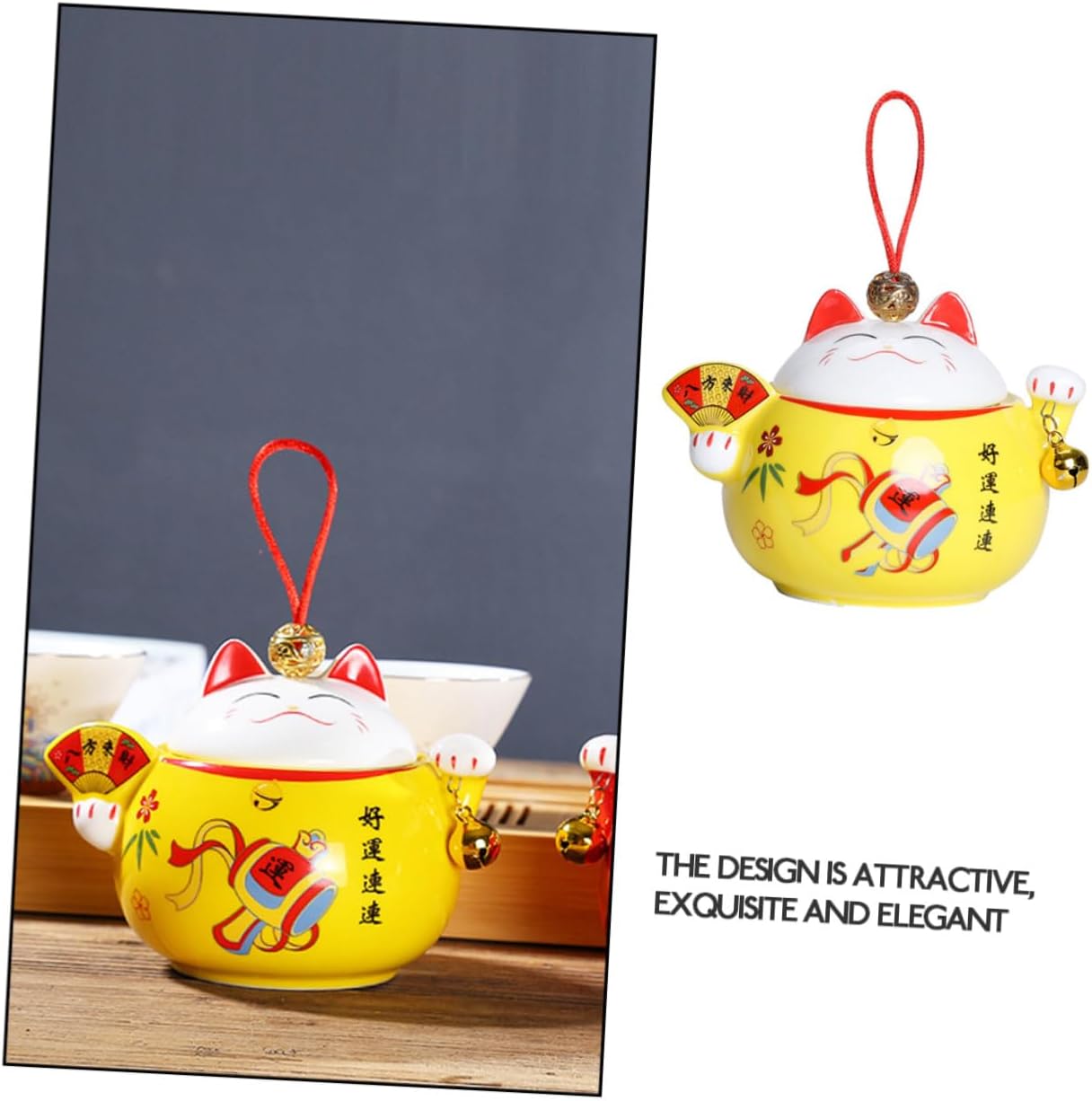 Ceramic Tea Storage Jar Charming Design Portable Mini Tea Canister Food-grade Material Yellow Decorative Canister image 4